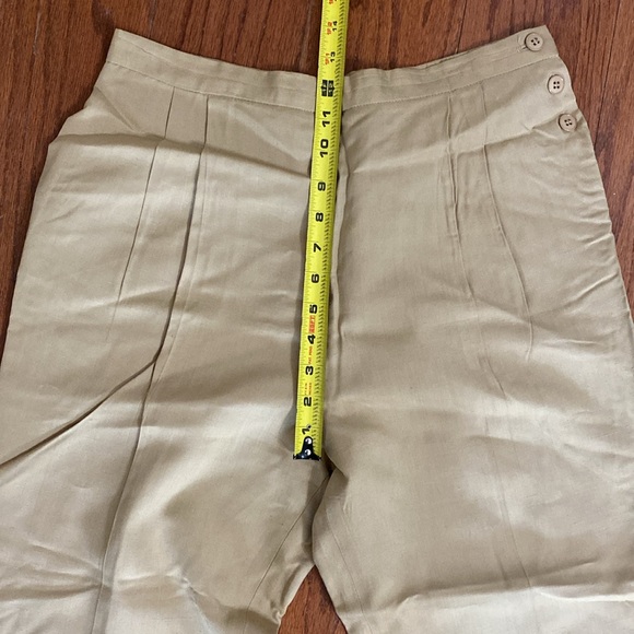 Weathervane High Waste lined linen tan pants - Size 12P - Picture 9 of 12